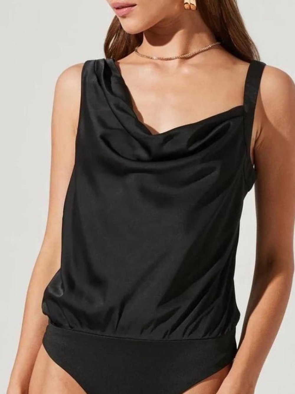 Astr the Label Black Cowl Neck Bodysuit